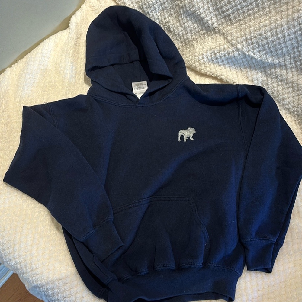 Kids bulldog (Mack) comfy hoodie size medium